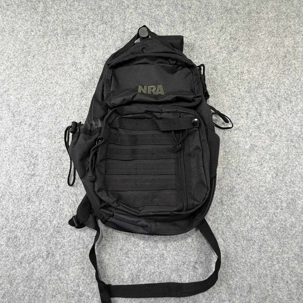 NRA Tactical Sling Backpack Black Molle Canvas One Strap Bag